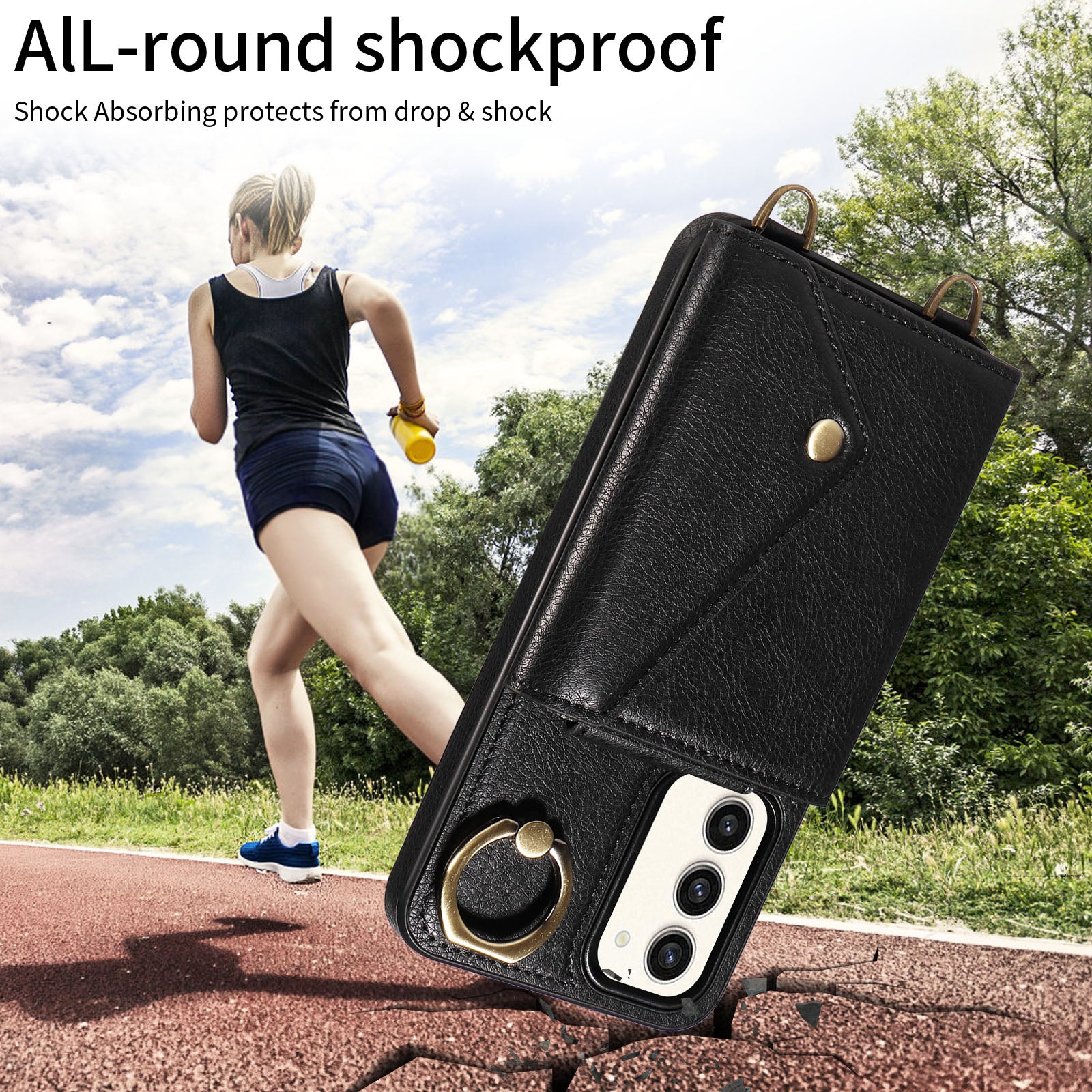 002 For Samsung Galaxy S23 Card Bag Design Ring Kickstand Cellphone Cover Litchi Texture Leather TPU Phone Case with Shoulder Strap 002 For Samsung Galaxy S23 Card Bag Design Ring Kickstand Cellphone Cover Litchi Texture Leather TPU Phone Case with Shoulder Strap